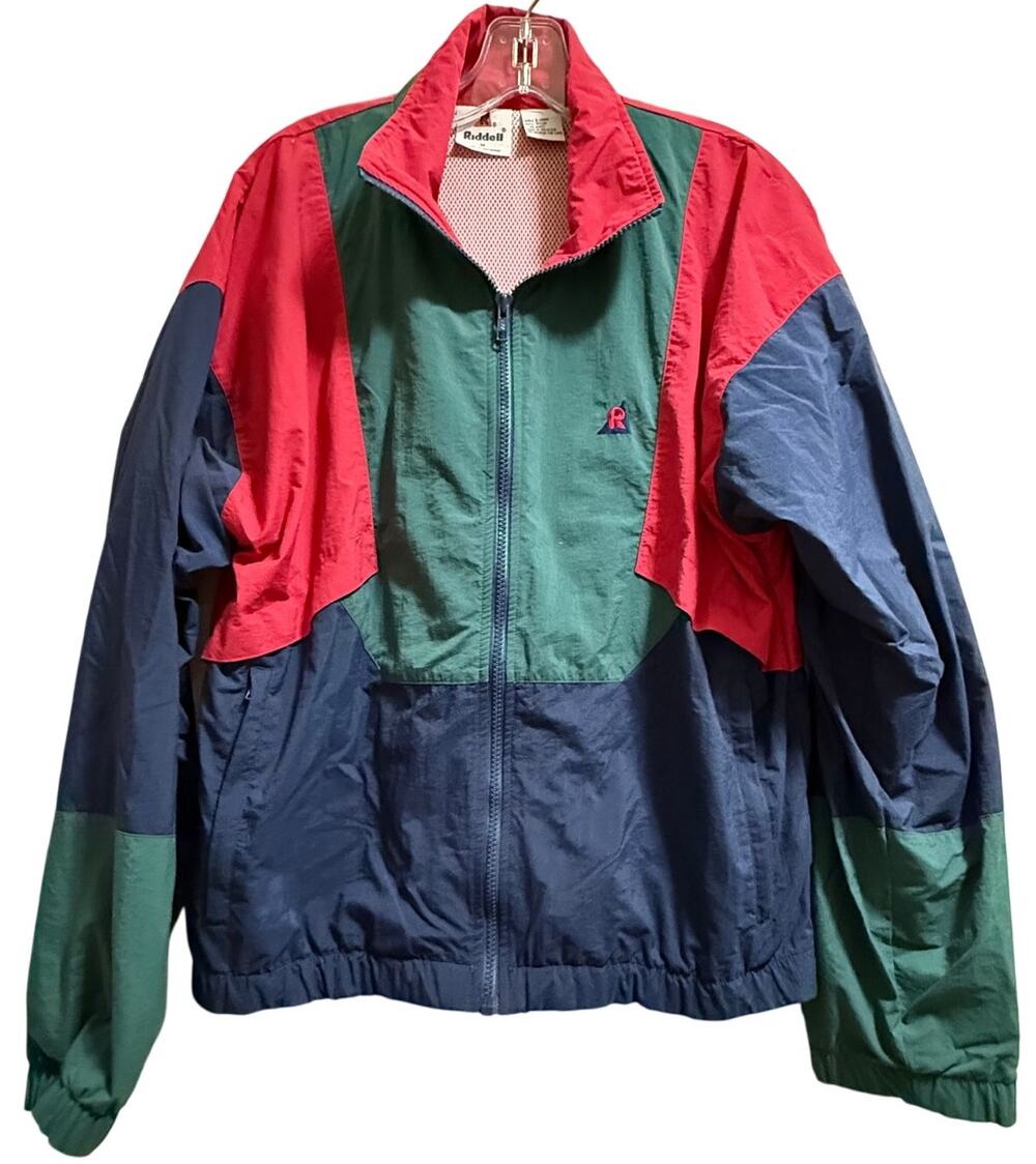 Vintage Riddell Color Block Nylon Windbreaker Jacket - Men's Size Medium